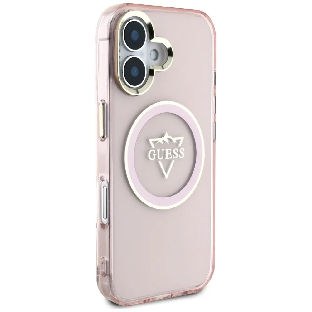Wholesale Guess IML Metal Mountain Logo MagSafe Apple iPhone 16 pink - GUE4392 - {ean13} - Hurt
