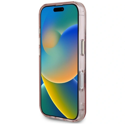 Etui Guess IML Metal Mountain Logo MagSafe do Apple iPhone 16 różowy