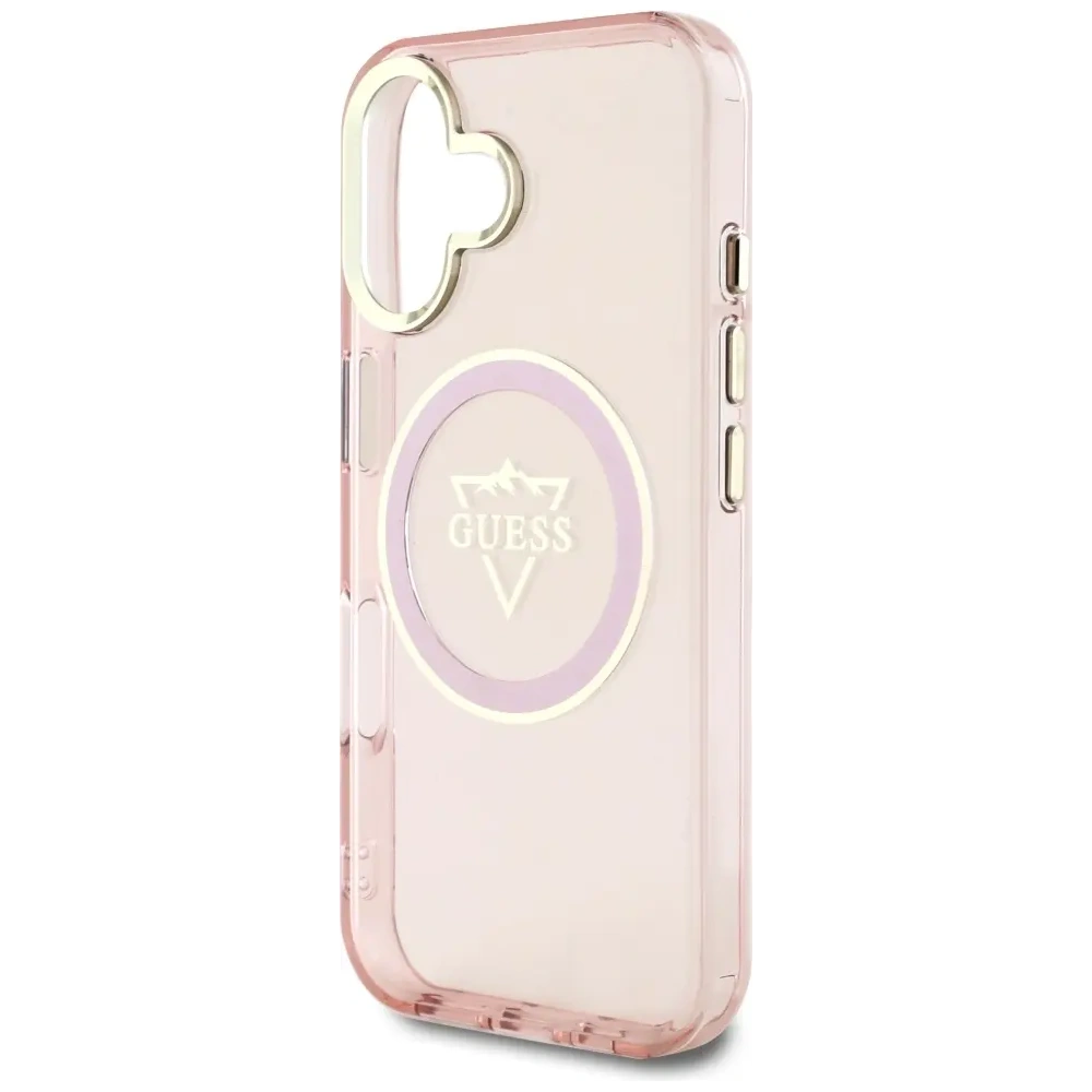 Wholesale Guess IML Metal Mountain Logo MagSafe Apple iPhone 16 pink - GUE4392 - {ean13} - Hurt