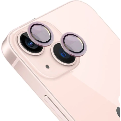 Szkło na aparat z aplikatorem Bizon Glass Snap Lens do Apple iPhone 13 / 13 Mini jasnoróżowe