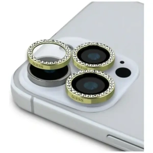 Wholesale Guess Rhinestone Lens Protector Apple iPhone 16 Pro / 16 Pro Max gold - GUE4393 - {ean13} - Hurt