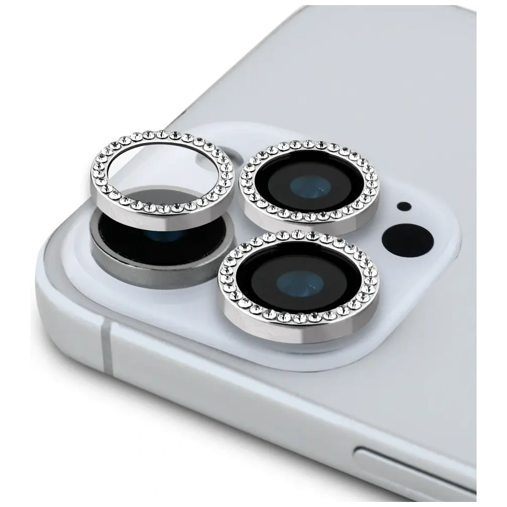 Hurtownia GSM - Guess set BP Rhinestone 2in1 sticlă securizată + protecție lentilă Apple iPhone 16 Pro Max argintiu - GUE4394 - {ean13} - Hurt