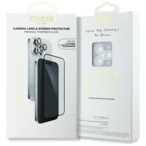 Hurtownia GSM - Guess set BP Rhinestone 2in1 sticlă securizată + protecție lentilă Apple iPhone 16 Pro Max argintiu - GUE4394 - {ean13} - Hurt