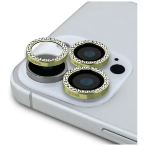 Hurtownia GSM - Guess set BP Rhinestone 2in1 sticlă securizată + protecție pentru lentile Apple iPhone 16 Pro Max aurie - GUE4395 - {ean13} - Hurt