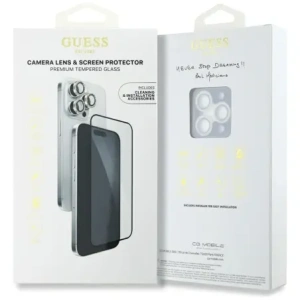 Hurtownia GSM - Guess set BP Rhinestone 2in1 sticlă securizată + protecție pentru lentile Apple iPhone 16 Pro Max aurie - GUE4395 - {ean13} - Hurt