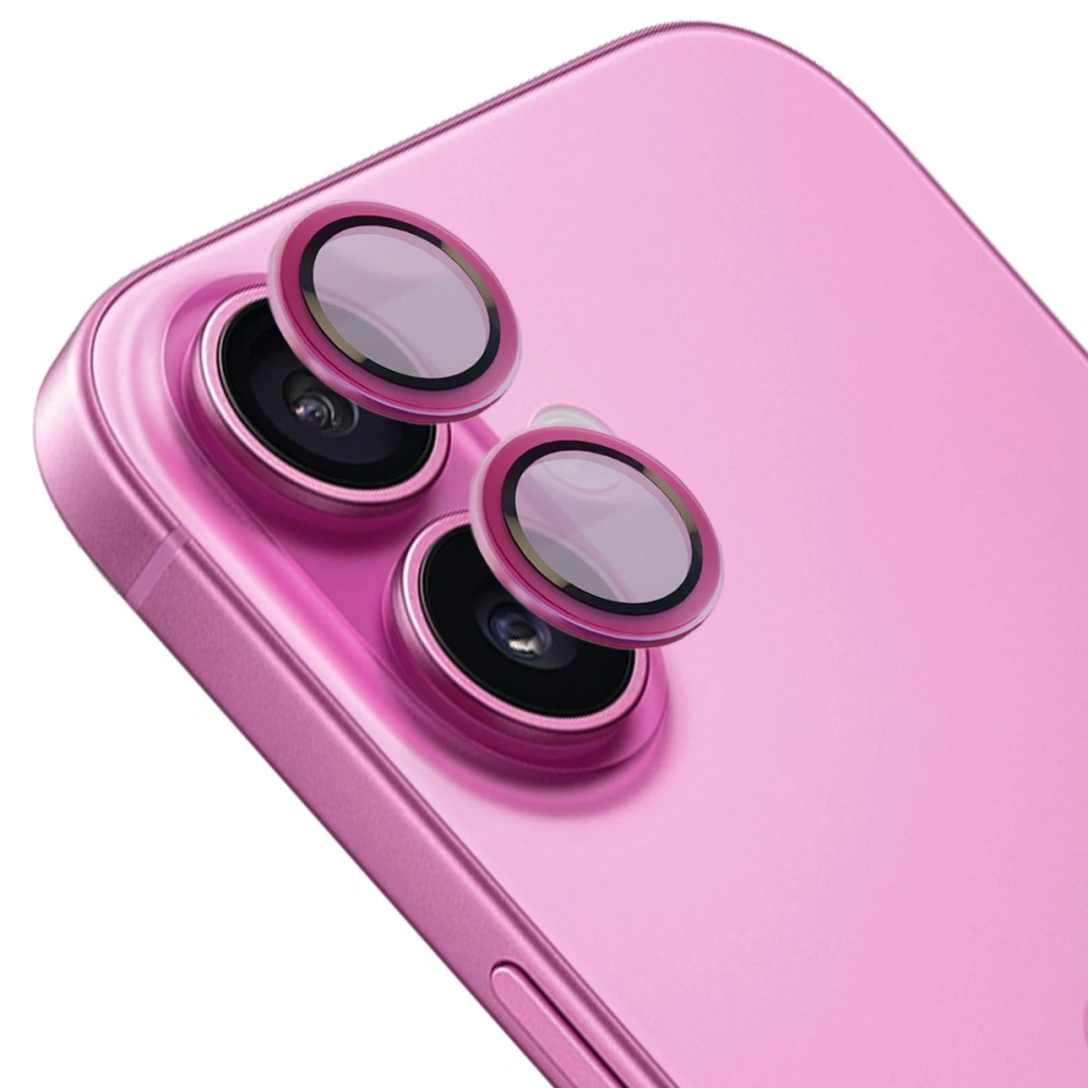 Wholesale Bizon Glass Snap Lens Apple iPhone 16 / 16 Plus pink frame - BIZ8635 - {ean13} - Hurt