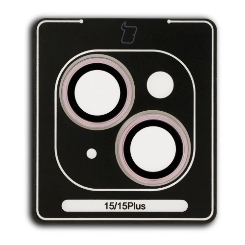 Szkło na aparat z aplikatorem Bizon Glass Snap Lens do Apple iPhone 15 / 15 Plus jasnoróżowe