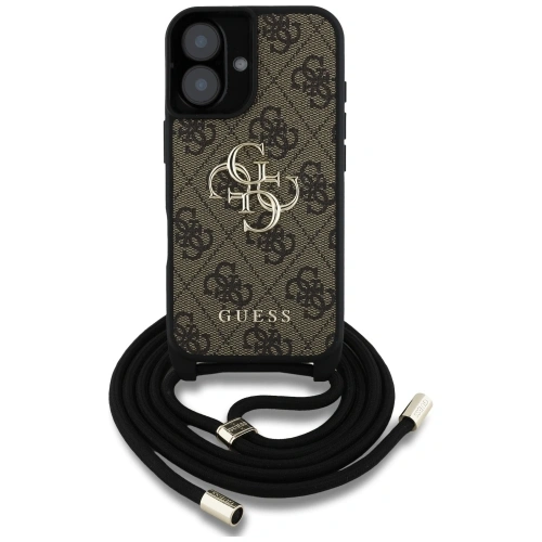 Etui Guess 4G Big Logo Cord Stap Crossbody do Apple iPhone 16 brązowy