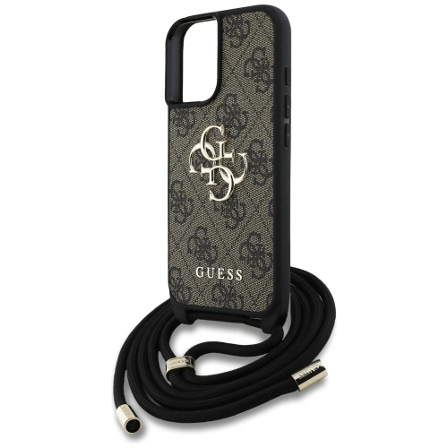 Etui Guess 4G Big Logo Cord Stap Crossbody do Apple iPhone 16 Plus brązowy