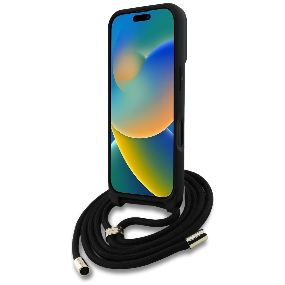 Wholesale Guess 4G Big Logo Cord Stap Crossbody Apple iPhone 16 Plus black - GUE4399 - {ean13} - Hurt