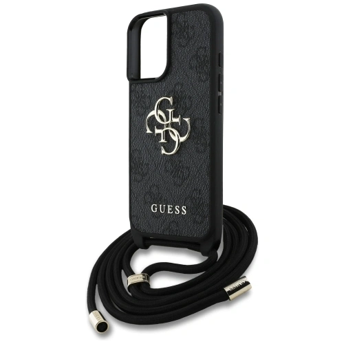 Etui Guess 4G Big Logo Cord Stap Crossbody do Apple iPhone 16 Plus czarny