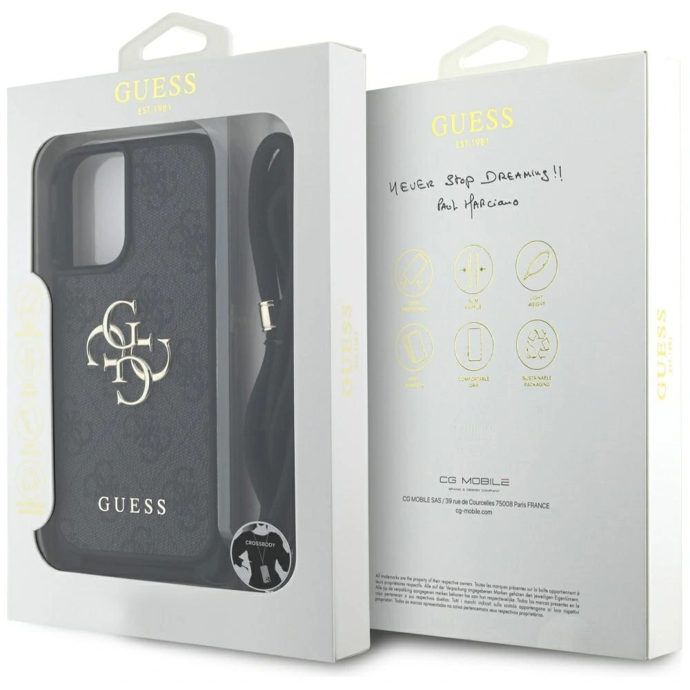 Wholesale Guess 4G Big Logo Cord Stap Crossbody Apple iPhone 16 Plus black - GUE4399 - {ean13} - Hurt