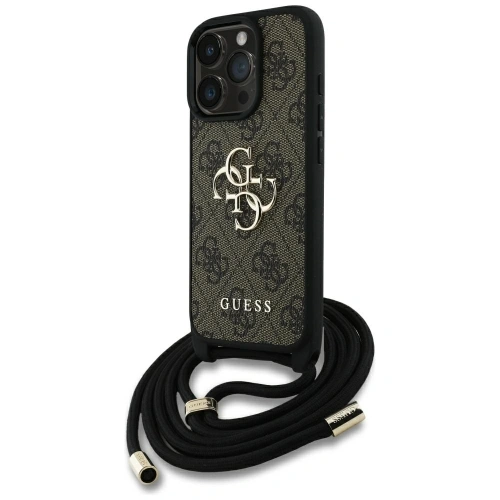 Etui Guess 4G Big Logo Cord Stap Crossbody do Apple iPhone 16 Pro brązowy