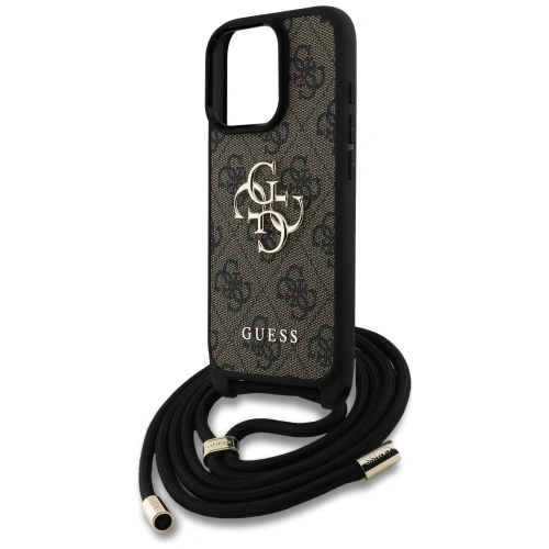 Etui Guess 4G Big Logo Cord Stap Crossbody do Apple iPhone 16 Pro brązowy