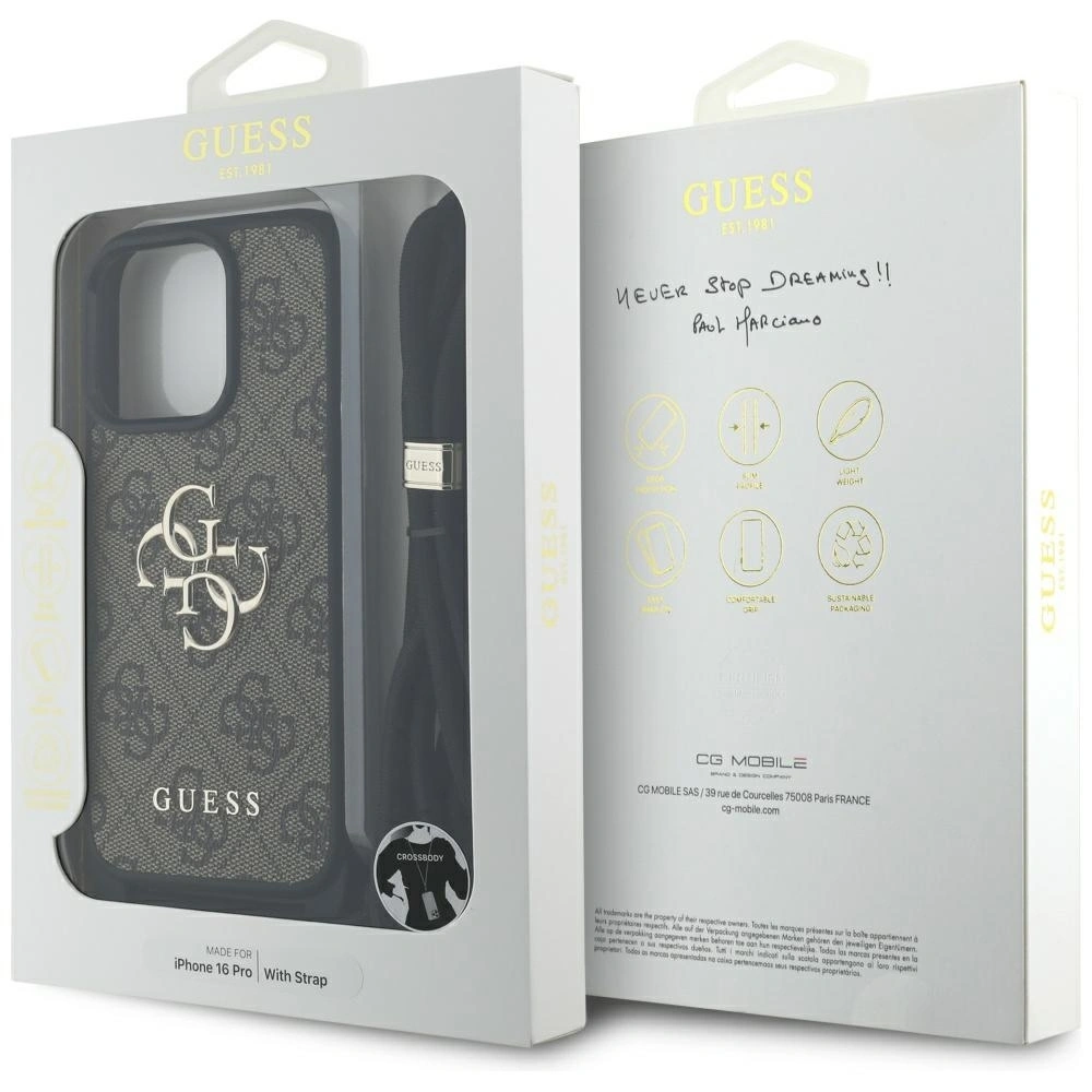 Hurtownia GSM - Guess 4G Velké Logo Kordový Popruh Crossbody Apple iPhone 16 Pro hnědý - GUE4400 - {ean13} - Hurt