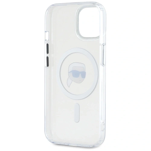 Etui Karl Lagerfeld IML Metal Karl Head MagSafe do Apple iPhone 15 Plus biały