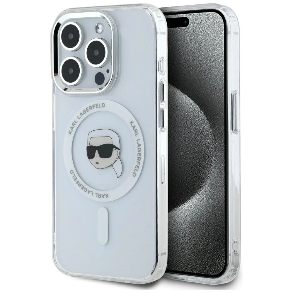 Hurtownia GSM - Karl Lagerfeld IML Metal Karl Head MagSafe Apple iPhone 15 Pro alb - KLD21953 - {ean13} - Hurt