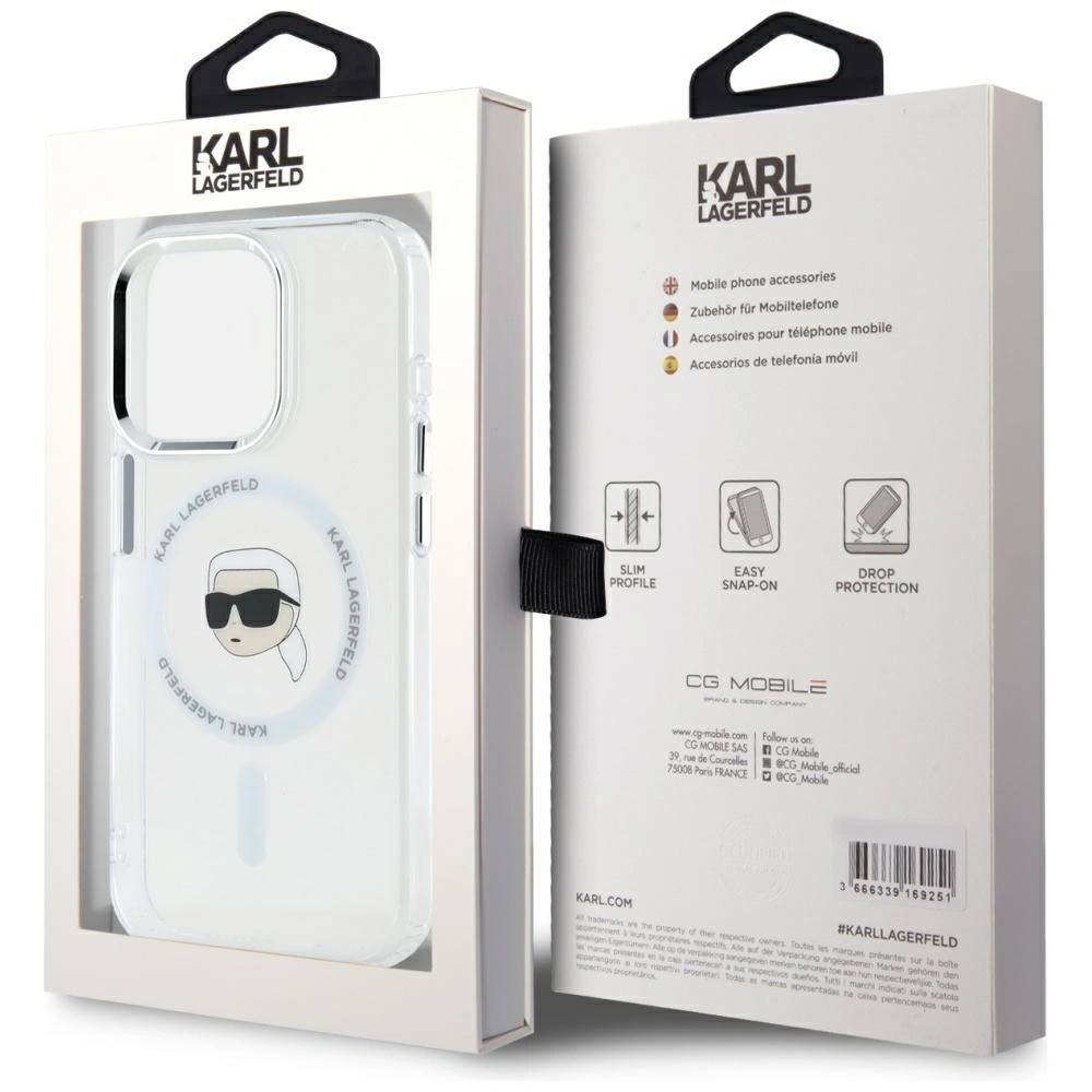 Hurtownia GSM - Karl Lagerfeld IML Metal Karl Head MagSafe Apple iPhone 15 Pro alb - KLD21953 - {ean13} - Hurt