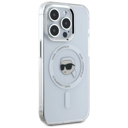 Etui Karl Lagerfeld IML Metal Karl Head MagSafe do Apple iPhone 15 Pro Max biały