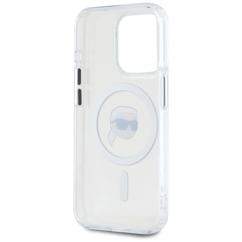 Etui Karl Lagerfeld IML Metal Karl Head MagSafe do Apple iPhone 15 Pro Max biały
