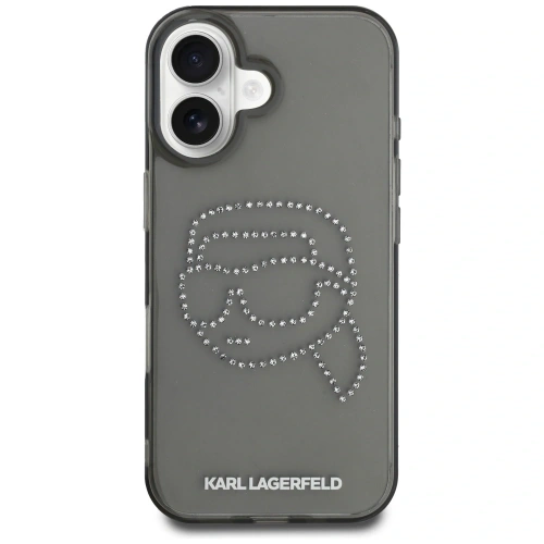 Etui Karl Lagerfeld IML Rhinestones Karl Head do Apple iPhone 16 czarny