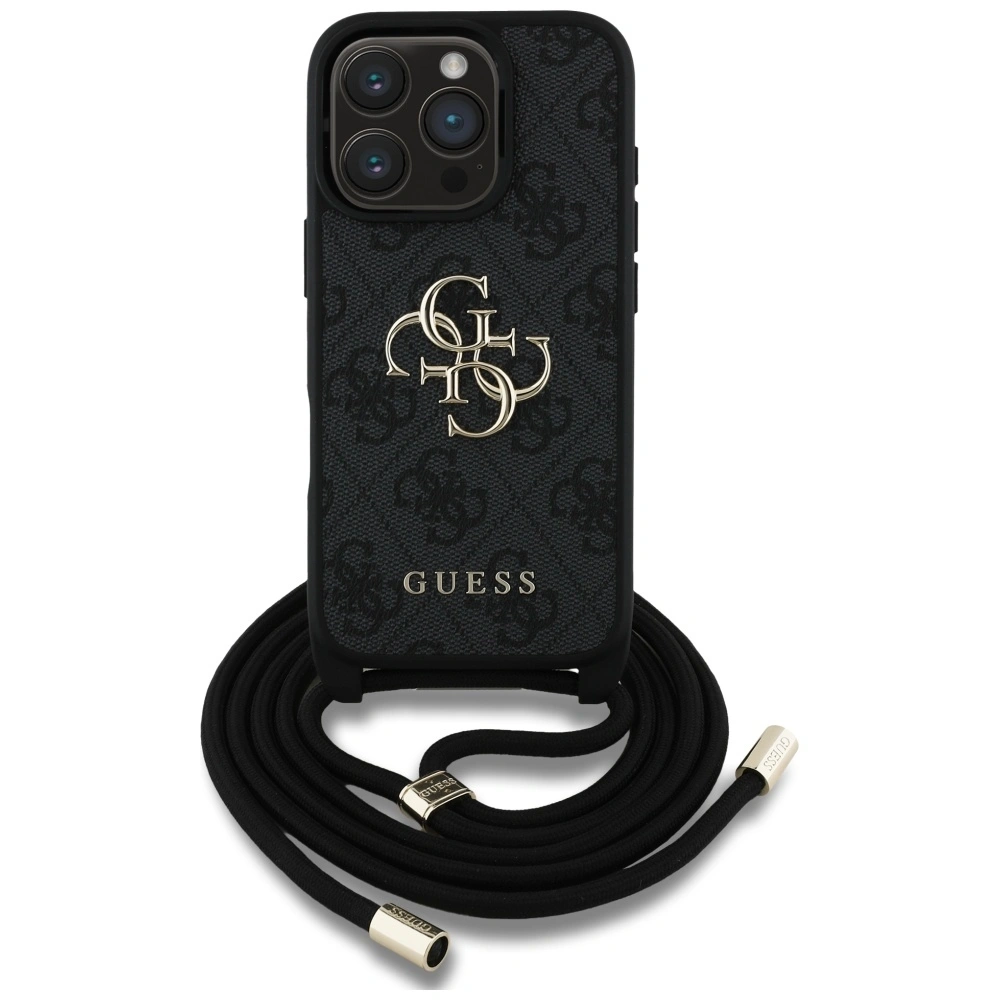 Hurtownia GSM - Guess 4G Velké Logo Kordová Křížová Taška Apple iPhone 16 Pro černá - GUE4401 - {ean13} - Hurt