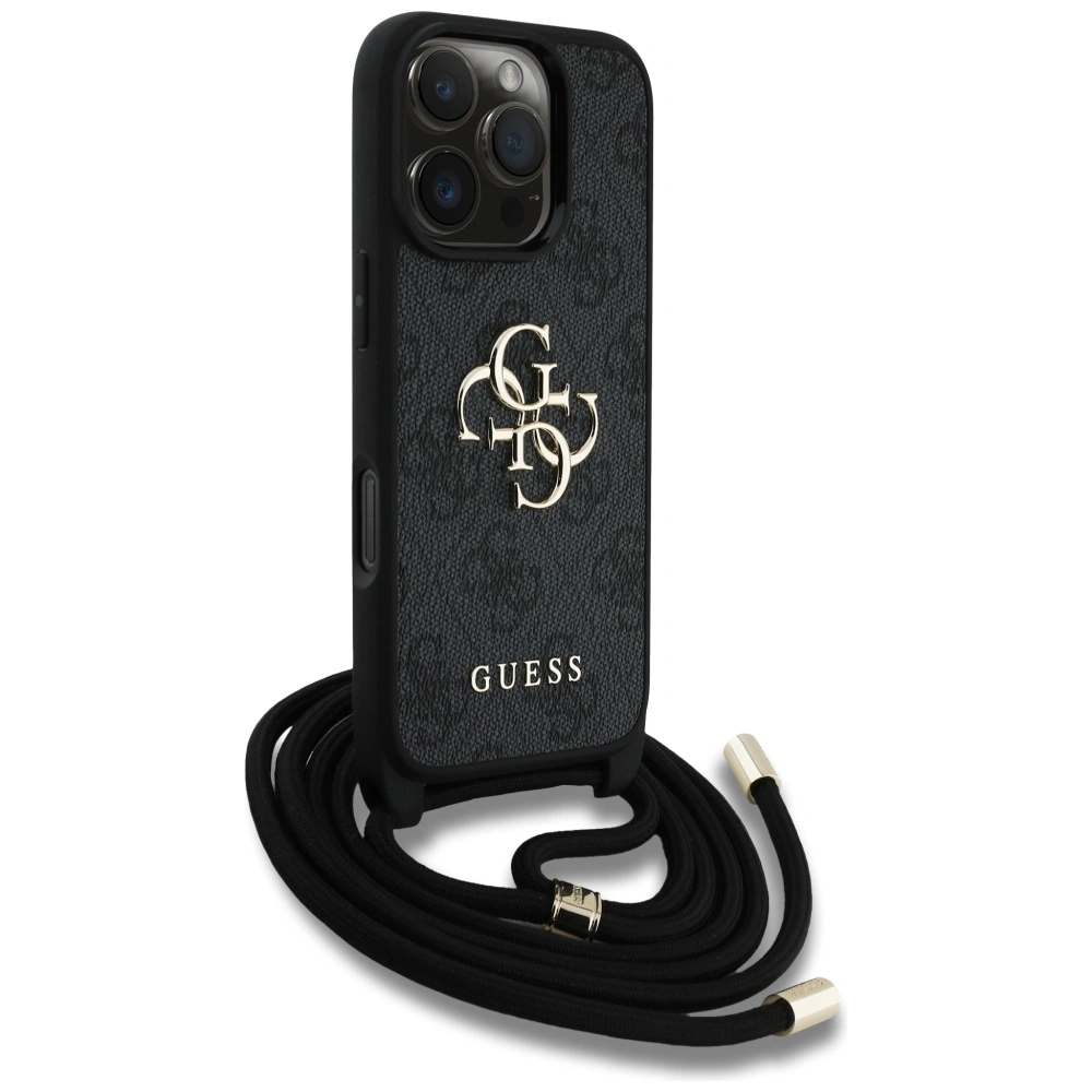 Hurtownia GSM - Guess 4G Velké Logo Kordová Křížová Taška Apple iPhone 16 Pro černá - GUE4401 - {ean13} - Hurt