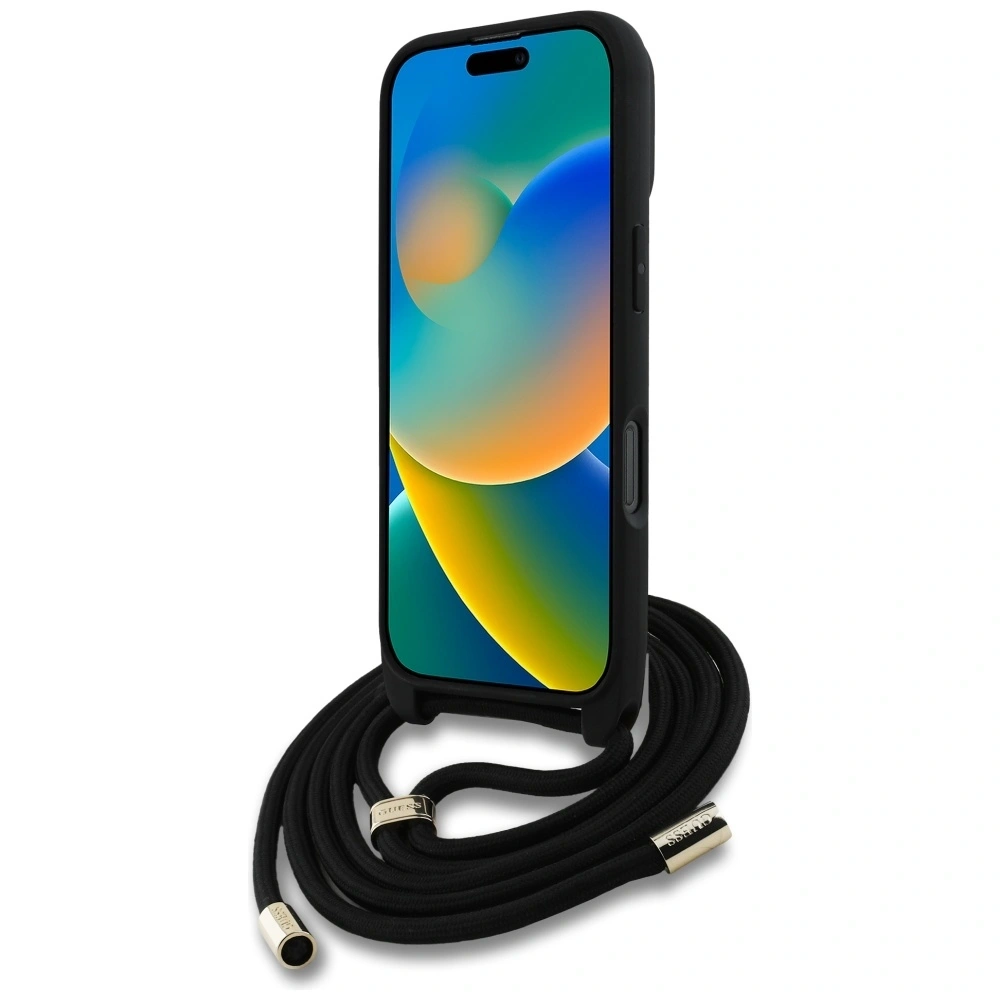Hurtownia GSM - Guess 4G Velké Logo Kordová Křížová Taška Apple iPhone 16 Pro černá - GUE4401 - {ean13} - Hurt