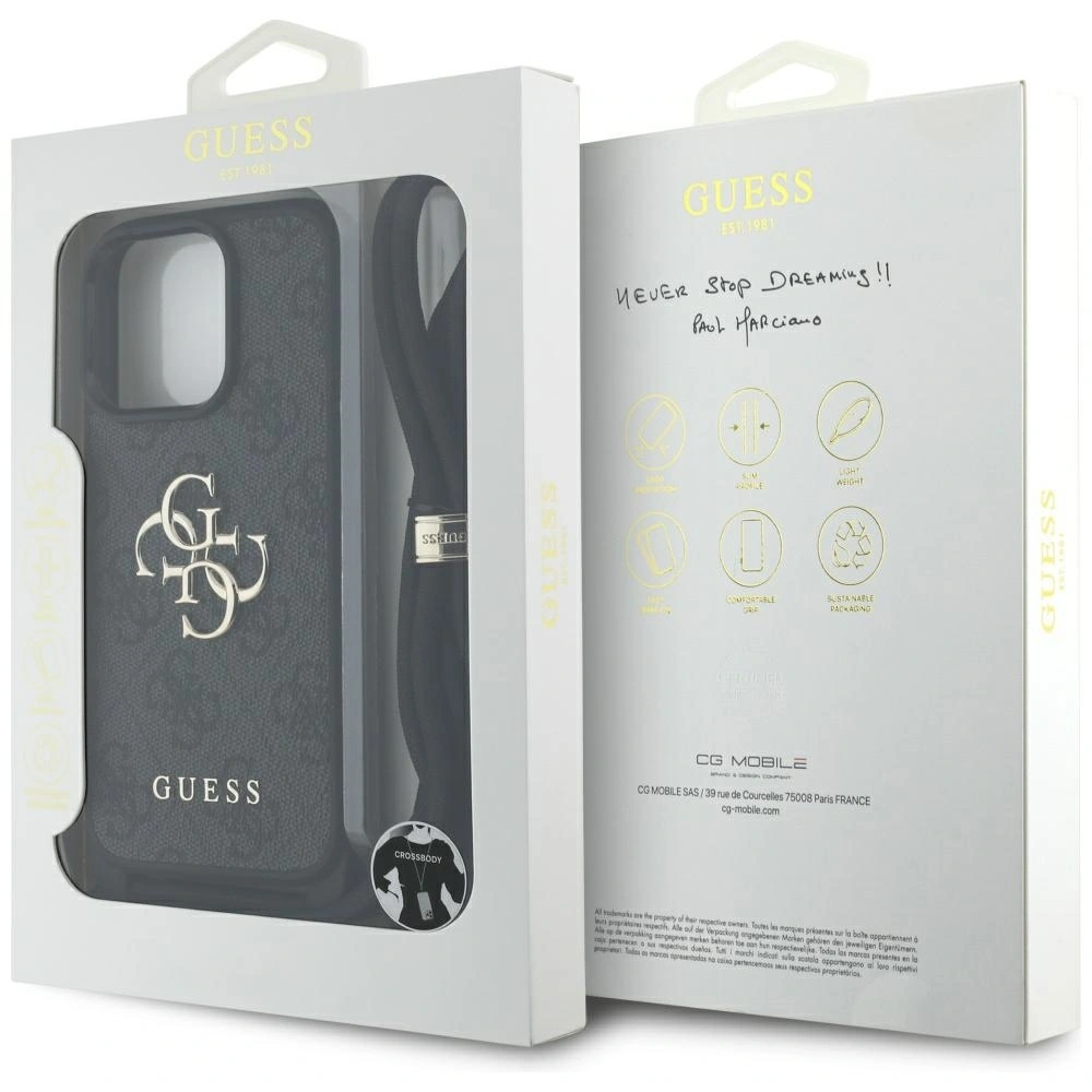 Hurtownia GSM - Guess 4G Big Logo Cord Stap Crossbody Apple iPhone 16 Pro Max schwarz - GUE4403 - {ean13} - Hurt