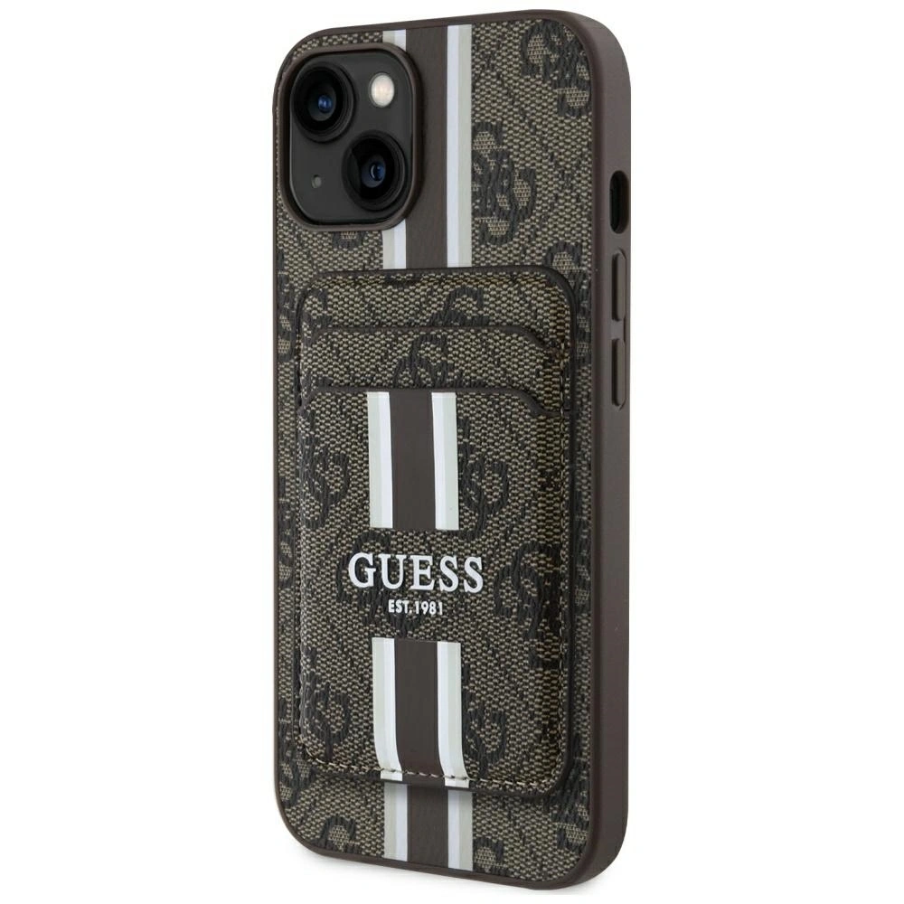 Wholesale Guess 4G Stripes MagSafe Wallet Apple iPhone 15 brown - GUE4404 - {ean13} - Hurt