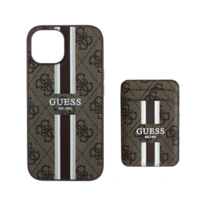 Wholesale Guess 4G Stripes MagSafe Wallet Apple iPhone 15 brown - GUE4404 - {ean13} - Hurt