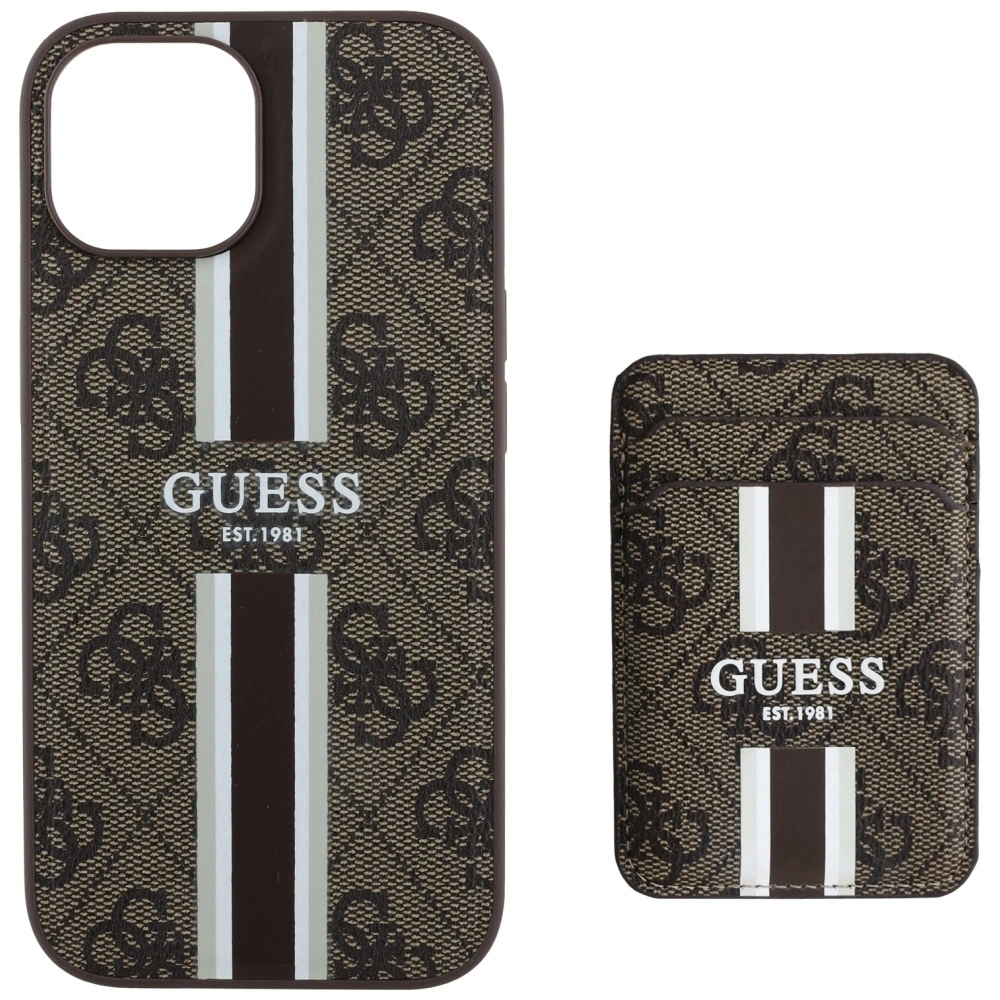 Wholesale Guess 4G Stripes MagSafe Wallet Apple iPhone 15 brown - GUE4404 - {ean13} - Hurt