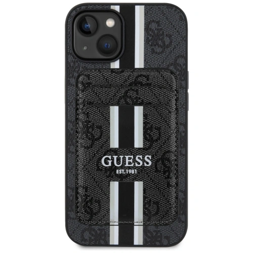 Etui Guess 4G Stripes z portfelem MagSafe do Apple iPhone 15 czarny