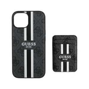Wholesale Guess 4G Stripes MagSafe Wallet Apple iPhone 15 black - GUE4405 - {ean13} - Hurt