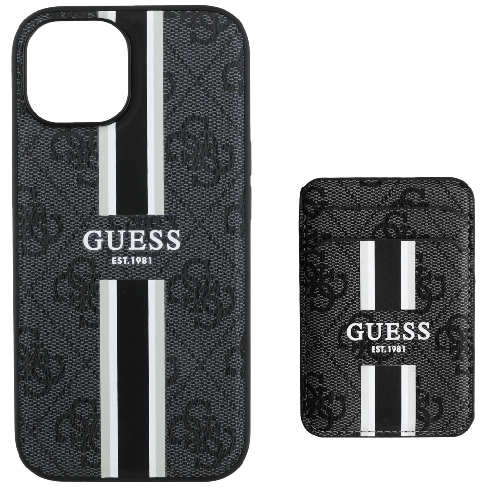 Wholesale Guess 4G Stripes MagSafe Wallet Apple iPhone 15 black - GUE4405 - {ean13} - Hurt