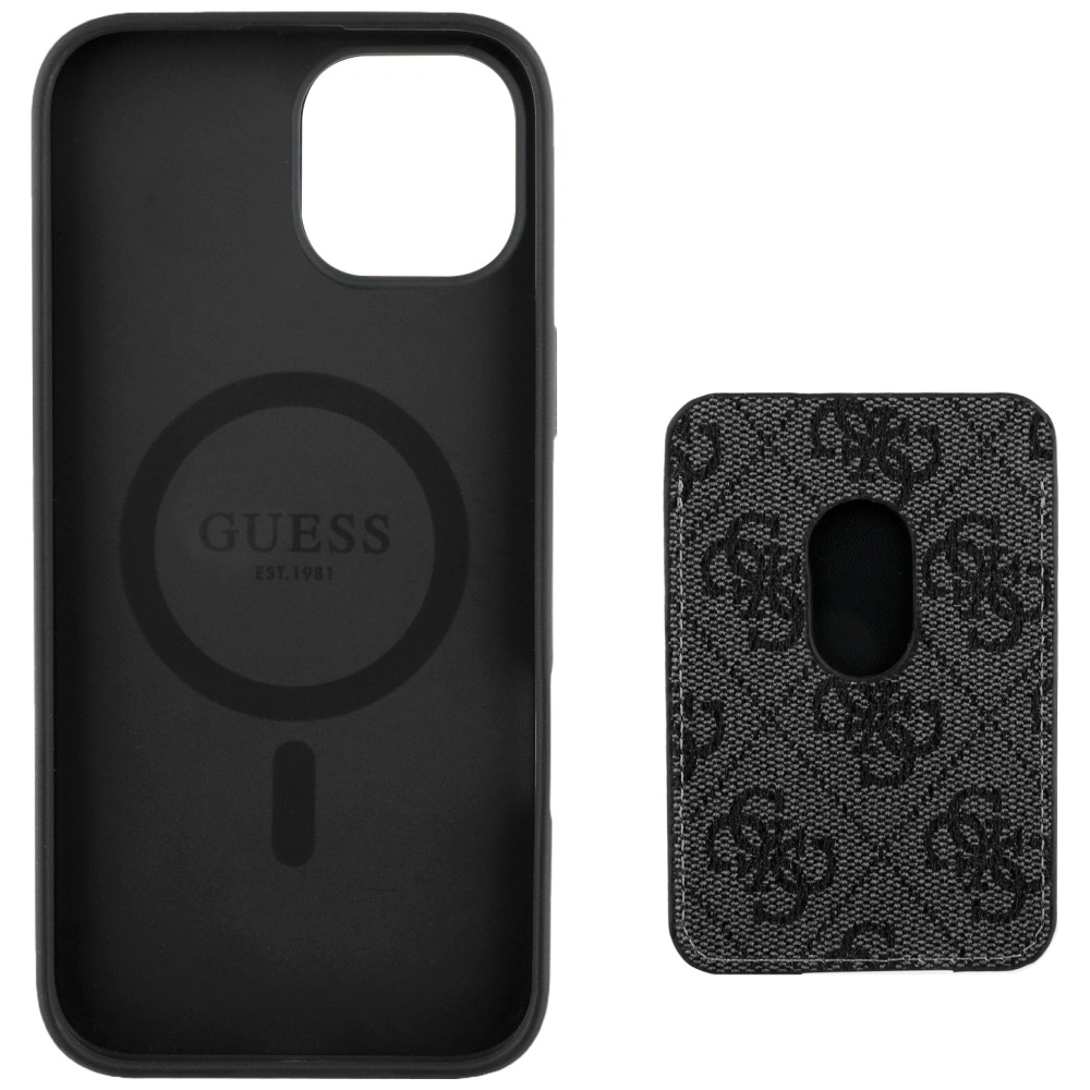 Wholesale Guess 4G Stripes MagSafe Wallet Apple iPhone 15 black - GUE4405 - {ean13} - Hurt
