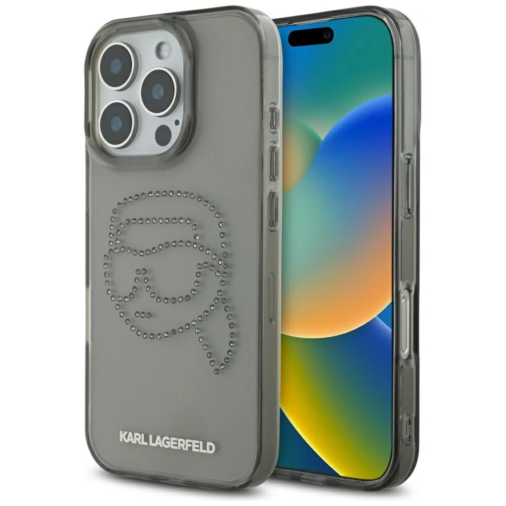 Hurtownia GSM - Karl Lagerfeld IML kamínky Karl hlava Apple iPhone 16 Pro černý - KLD21956 - {ean13} - Hurt