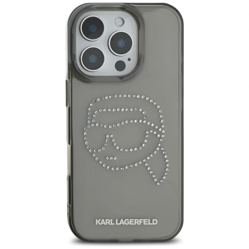 Etui Karl Lagerfeld IML Rhinestones Karl Head do Apple iPhone 16 Pro czarny