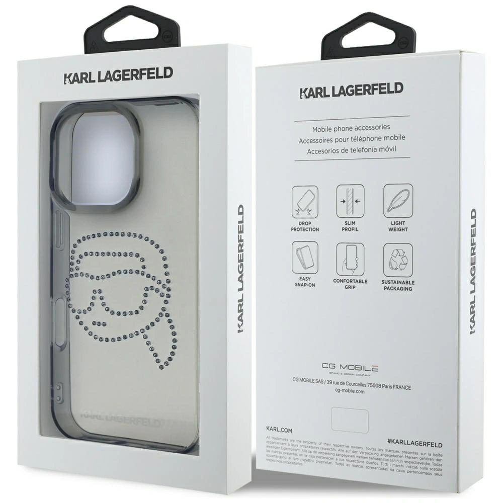 Hurtownia GSM - Karl Lagerfeld IML kamínky Karl hlava Apple iPhone 16 Pro černý - KLD21956 - {ean13} - Hurt