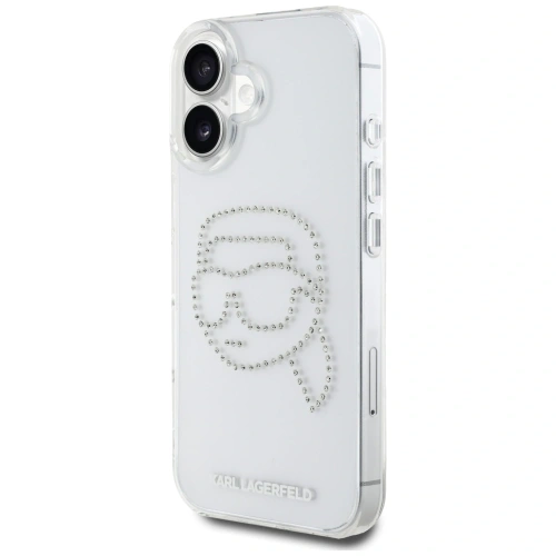 Etui Karl Lagerfeld IML Rhinestones Karl Head do Apple iPhone 16 przezroczysty