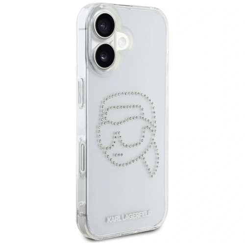 Etui Karl Lagerfeld IML Rhinestones Karl Head do Apple iPhone 16 przezroczysty