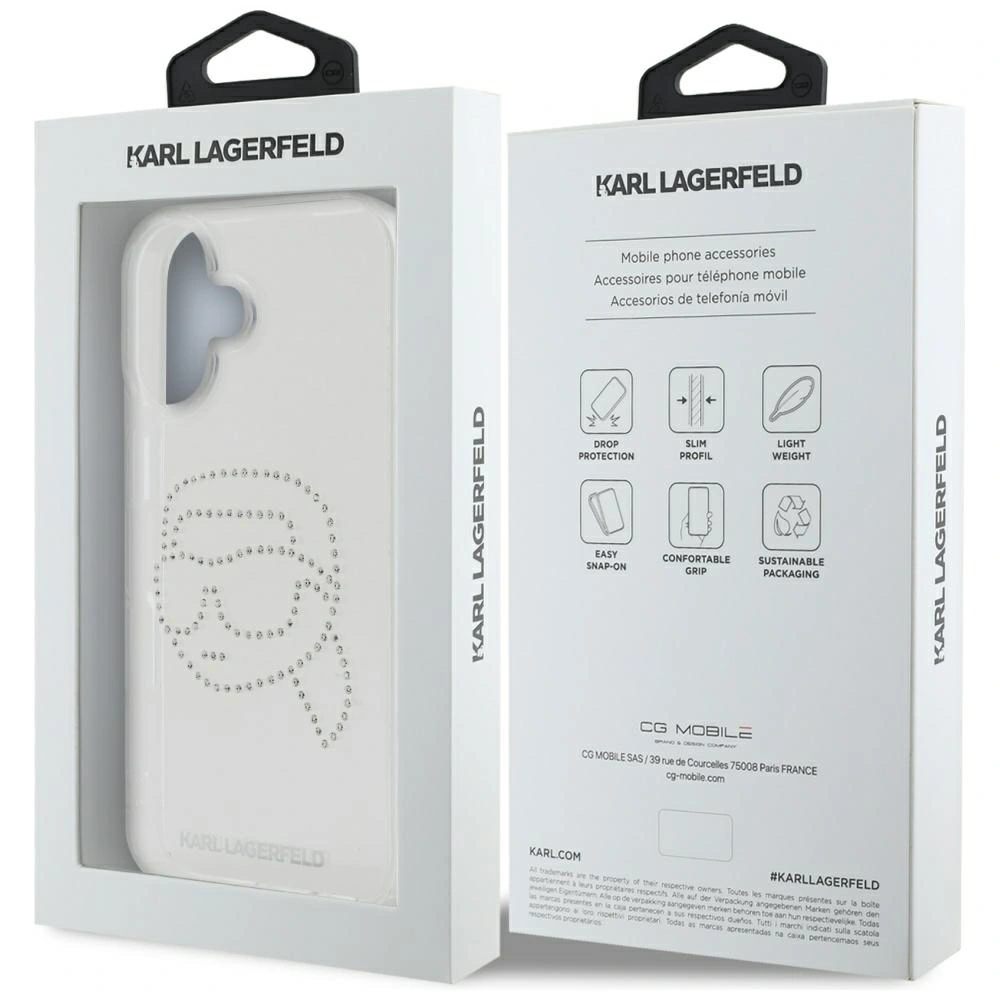 Wholesale Karl Lagerfeld IML Rhinestones Karl Head Apple iPhone 16 clear - KLD21959 - {ean13} - Hurt