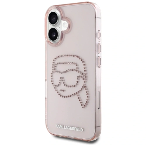 Etui Karl Lagerfeld IML Rhinestones Karl Head do Apple iPhone 16 różowy