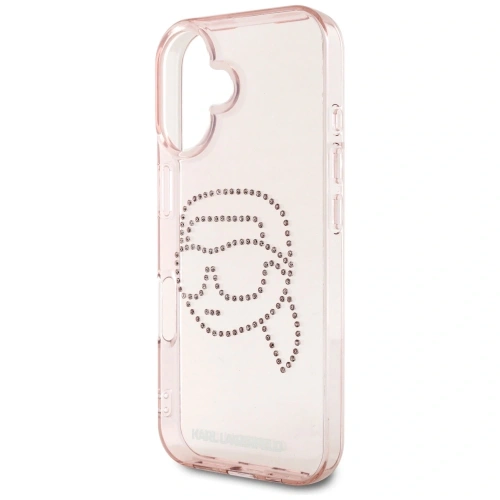 Etui Karl Lagerfeld IML Rhinestones Karl Head do Apple iPhone 16 różowy