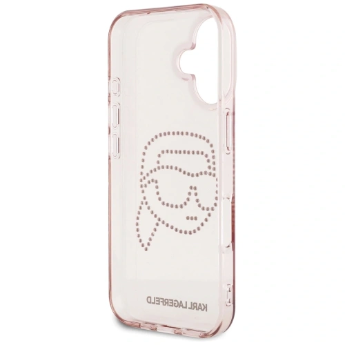 Etui Karl Lagerfeld IML Rhinestones Karl Head do Apple iPhone 16 różowy