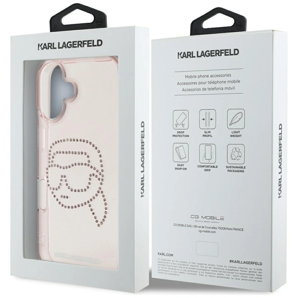 Hurtownia GSM - Karl Lagerfeld IML Strass Karl Kopf Apple iPhone 16 rosa - KLD21960 - {ean13} - Hurt