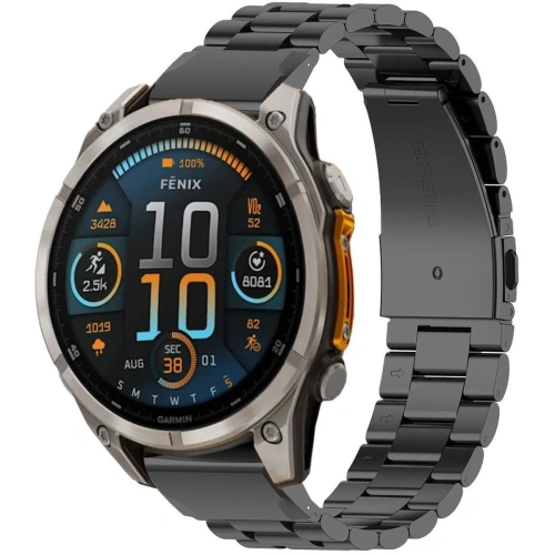 Pasek ze stali nierdzewnej Bizon Strap Watch Aura do Smartwatcha 22 mm czarny