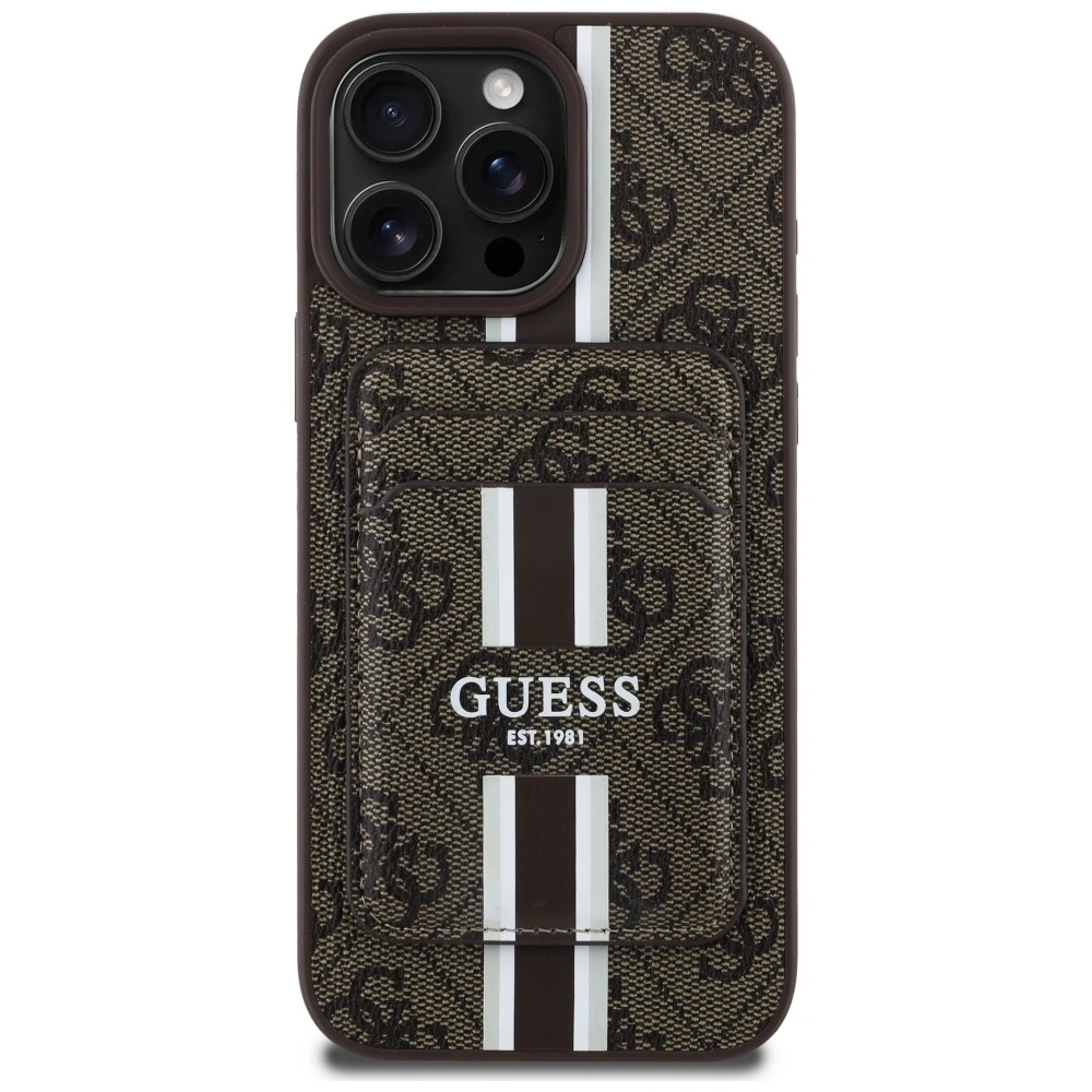 Wholesale Guess 4G Stripes MagSafe Wallet Apple iPhone 16 Pro Max brown - GUE4406 - {ean13} - Hurt
