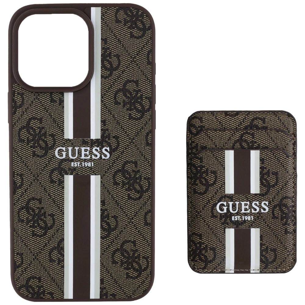 Wholesale Guess 4G Stripes MagSafe Wallet Apple iPhone 16 Pro Max brown - GUE4406 - {ean13} - Hurt