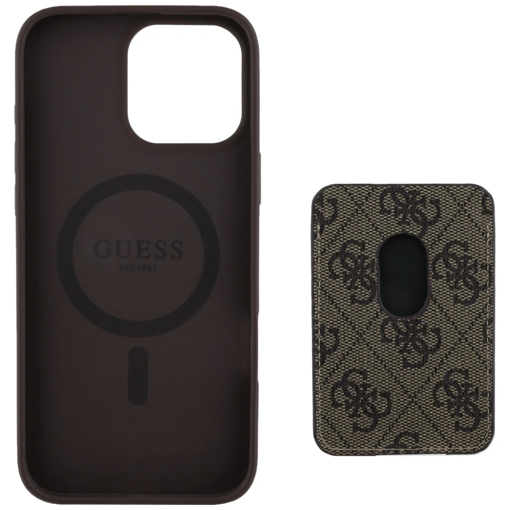 Wholesale Guess 4G Stripes MagSafe Wallet Apple iPhone 16 Pro Max brown - GUE4406 - {ean13} - Hurt